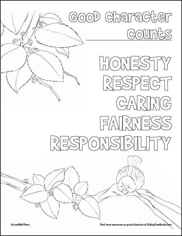 Good Character Traits Coloring Page to accompany video Be proud SEL story